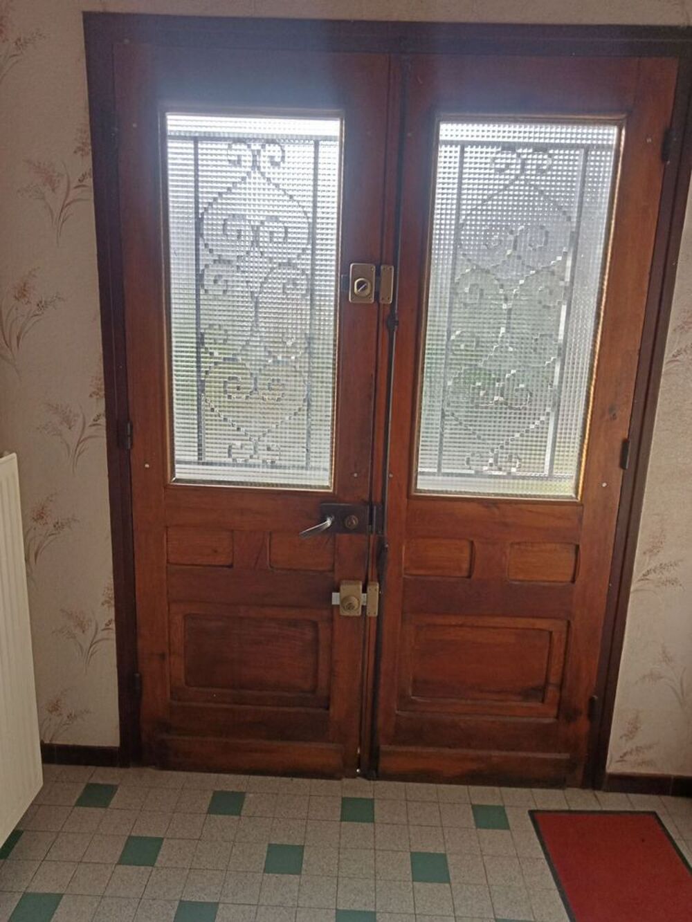 Porte d'entr&eacute;e double vintage ch&ecirc;ne massif vitr&eacute;e Bricolage