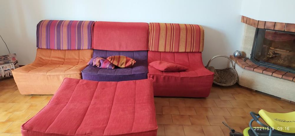 Canap&eacute; modulable 3 fauteuils + 1 pouf Ch&acirc;teau d'AX Meubles