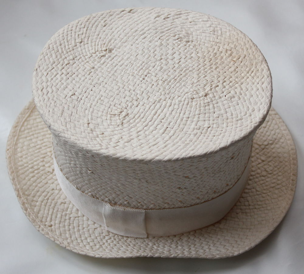 Chapeau Haut de Forme paille blanche PHILIPPE MODEL vintage Vêtements