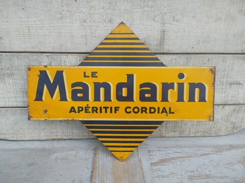 Ancienne Plaque Tôle Publicitaire Double Face Le Mandarin 110 Loches (37)