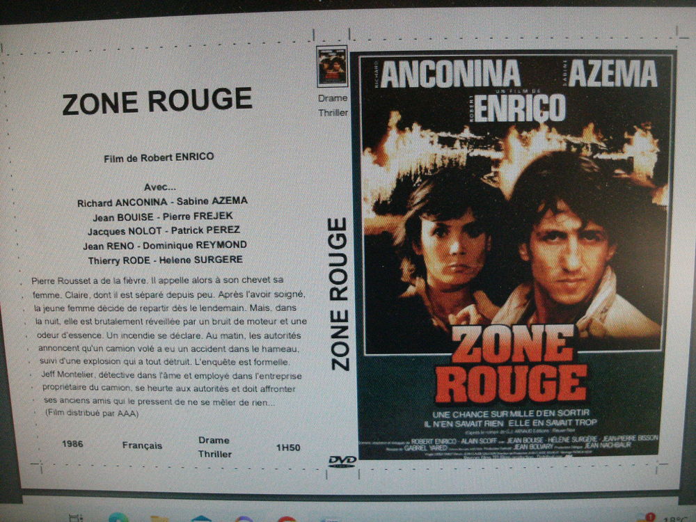 Rare film : " Zone rouge " DVD et blu-ray