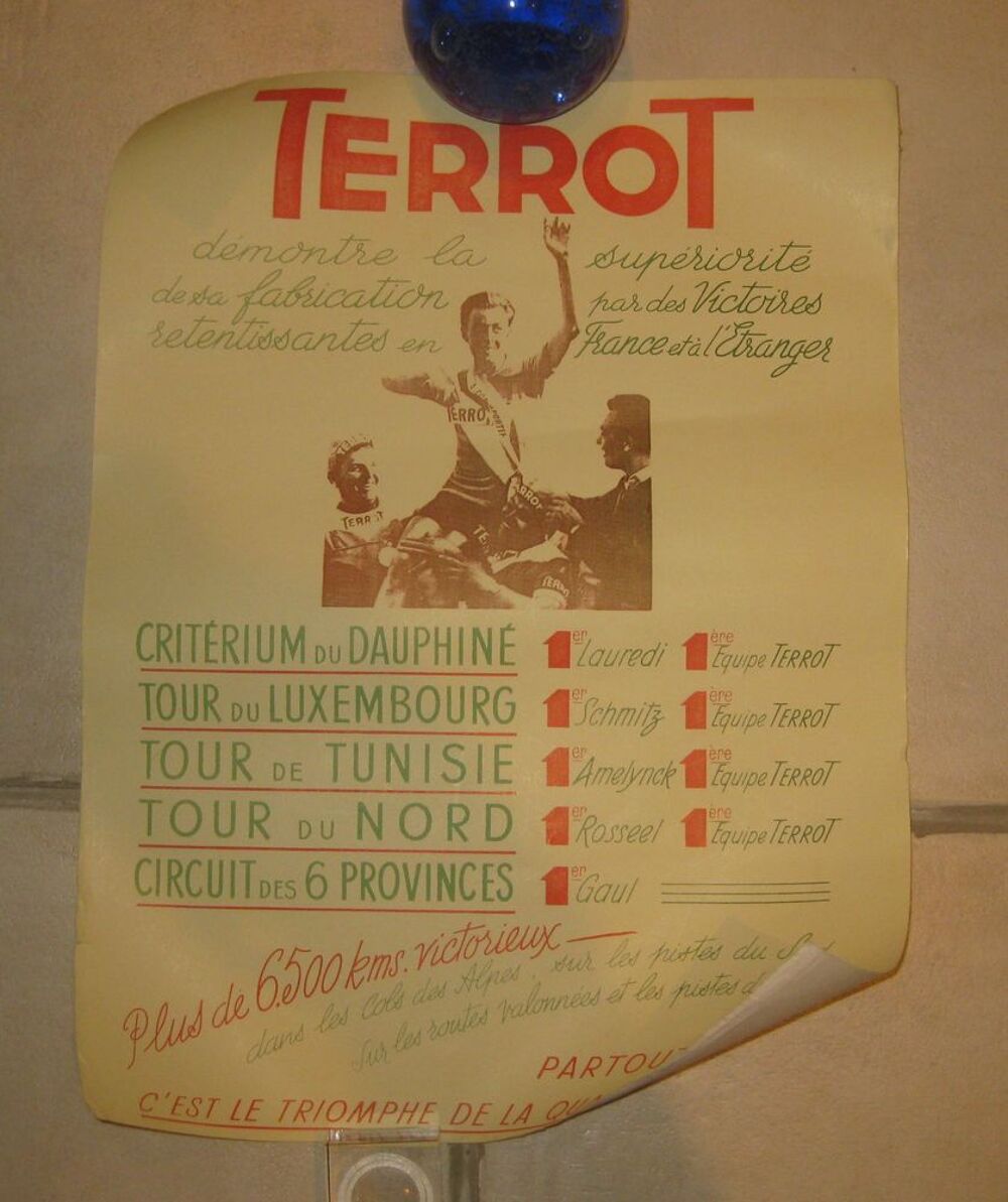 Affiche d'epoque terrot course collection Vélos