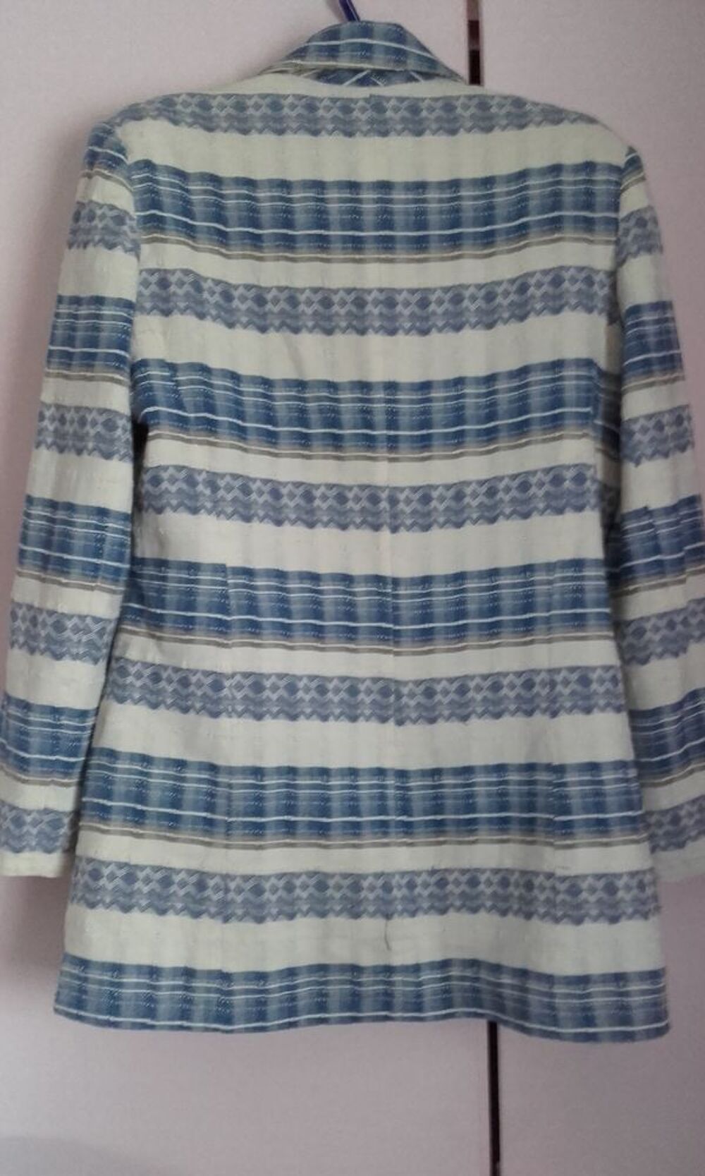 Veste bleu/blanc &agrave; rayures doubl&eacute; Vêtements