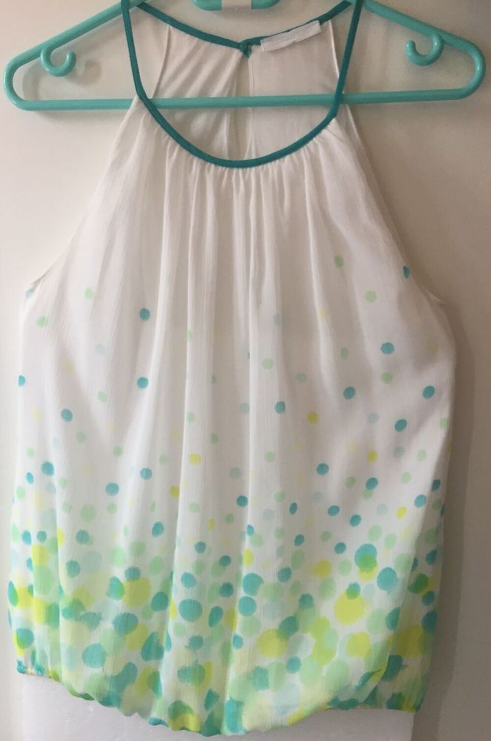 d&eacute;bardeur Blanc &agrave; pois jaune et Bleu taille M Vêtements