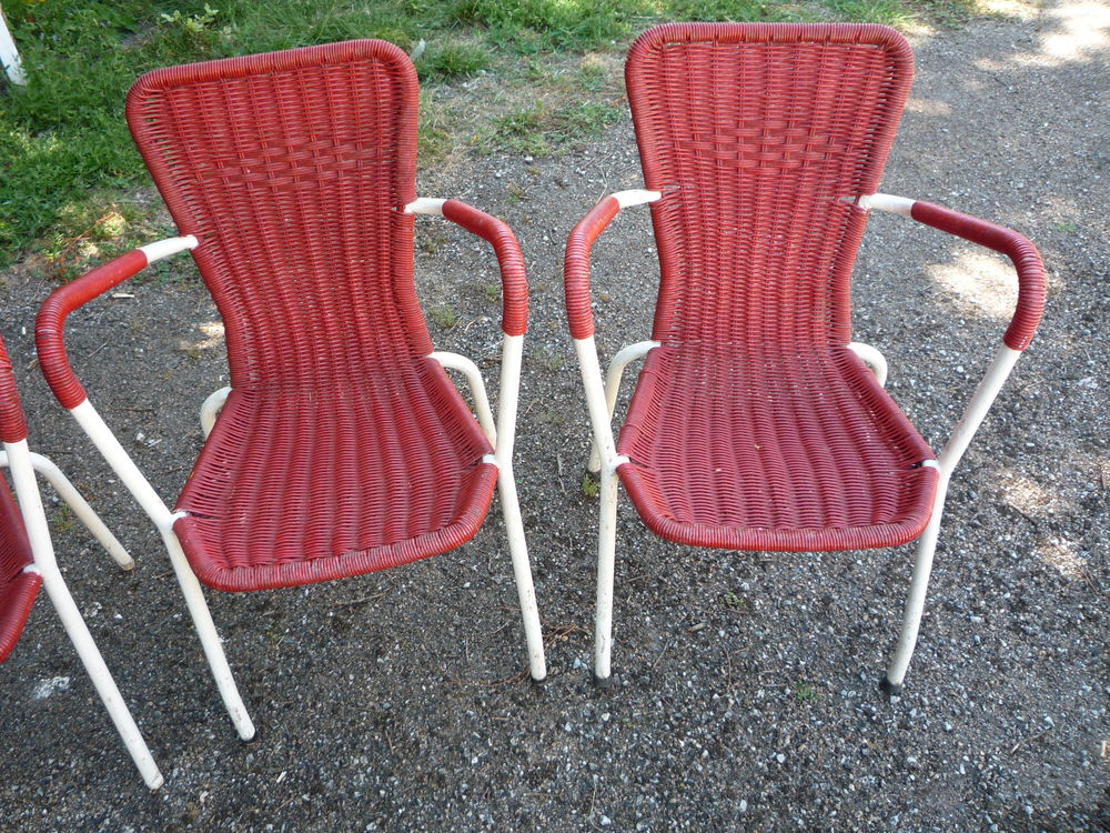 4 fauteuils vintage de jardin/scoubidou/caf&eacute; Meubles