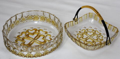 Saladier et coupe panier c?ur vintage 60-70 WALTHER GLASS Ge 50 Issy-les-Moulineaux (92)