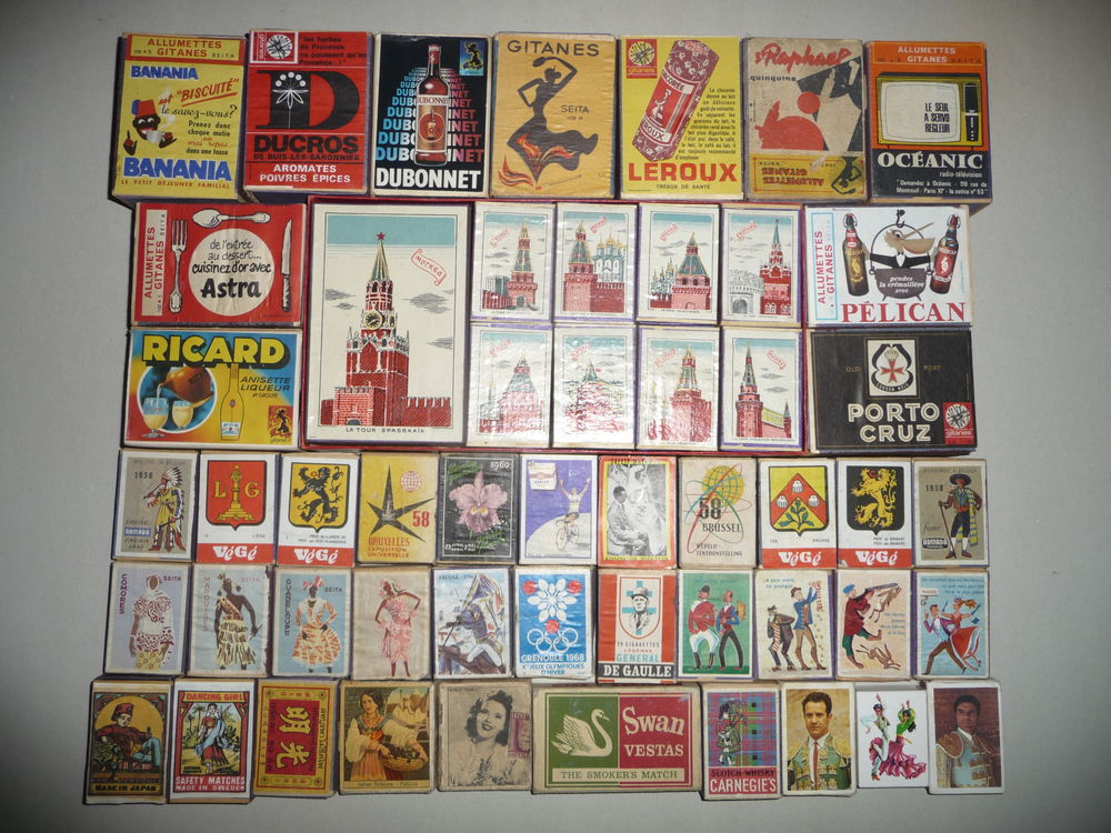 Collection de bo&icirc;tes d'allumettes du monde (31 pays), ann&eacute;es 