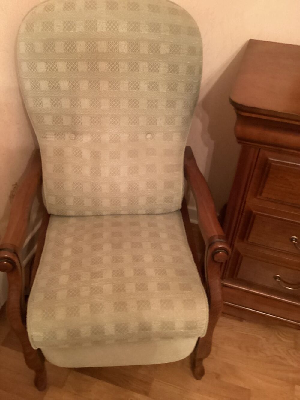 Fauteuil relax tissu vert amande Meubles