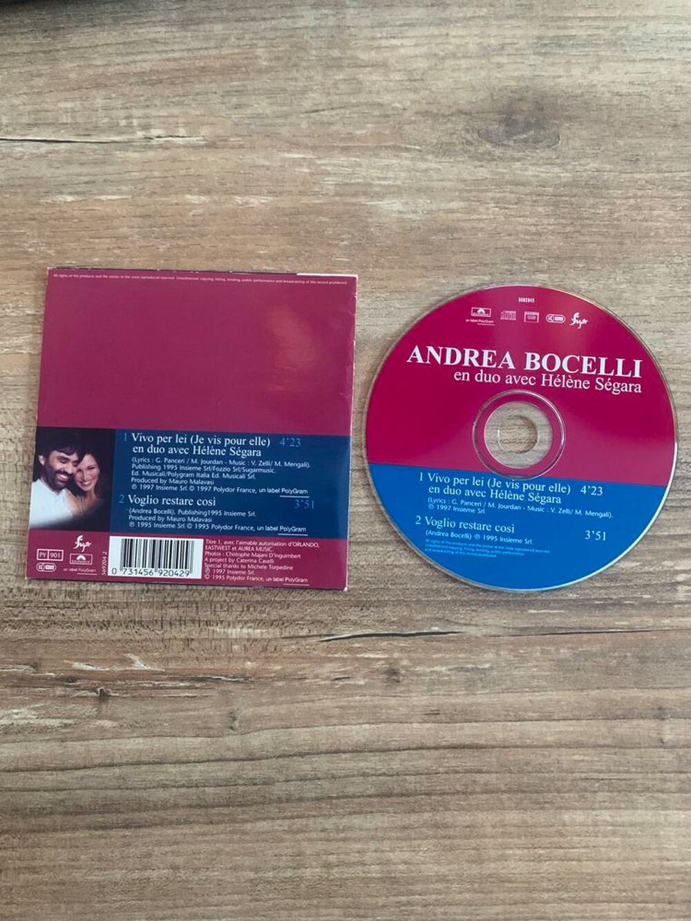 CD 2 titres Andrea Bocelli H&eacute;l&egrave;ne S&eacute;gara " CD et vinyles
