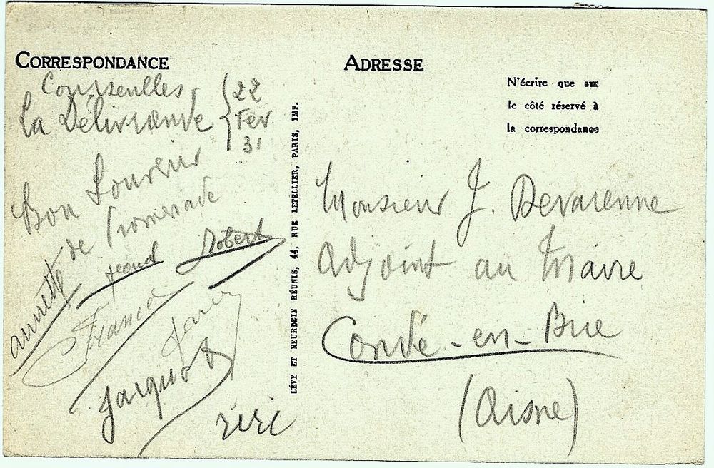carte postale coloris&eacute;e avc timbre N&deg; 189 