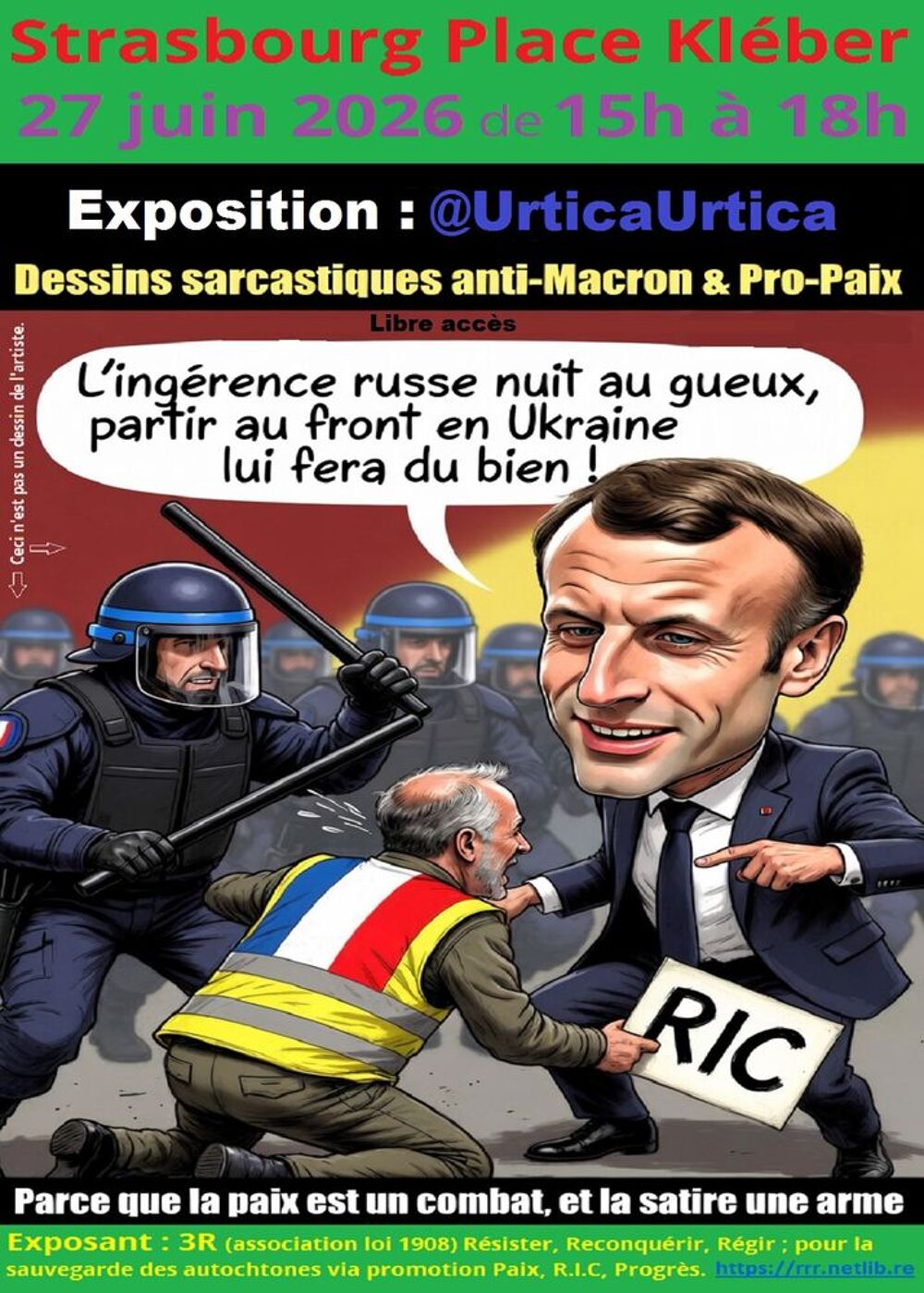Expo @UrticaUrtica : "L'artiste qui dessina Macron &agrave; regret" Bourse des collections