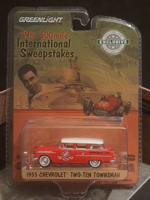 Voiture miniature. '55 Chevrolet Two-Ten Townsman 39th 500 mile International Sweepstakes Indianapolis - Limited Edition - Hobby Exclusive - Greenlight Collectibles 1/64 11 Sens (89)