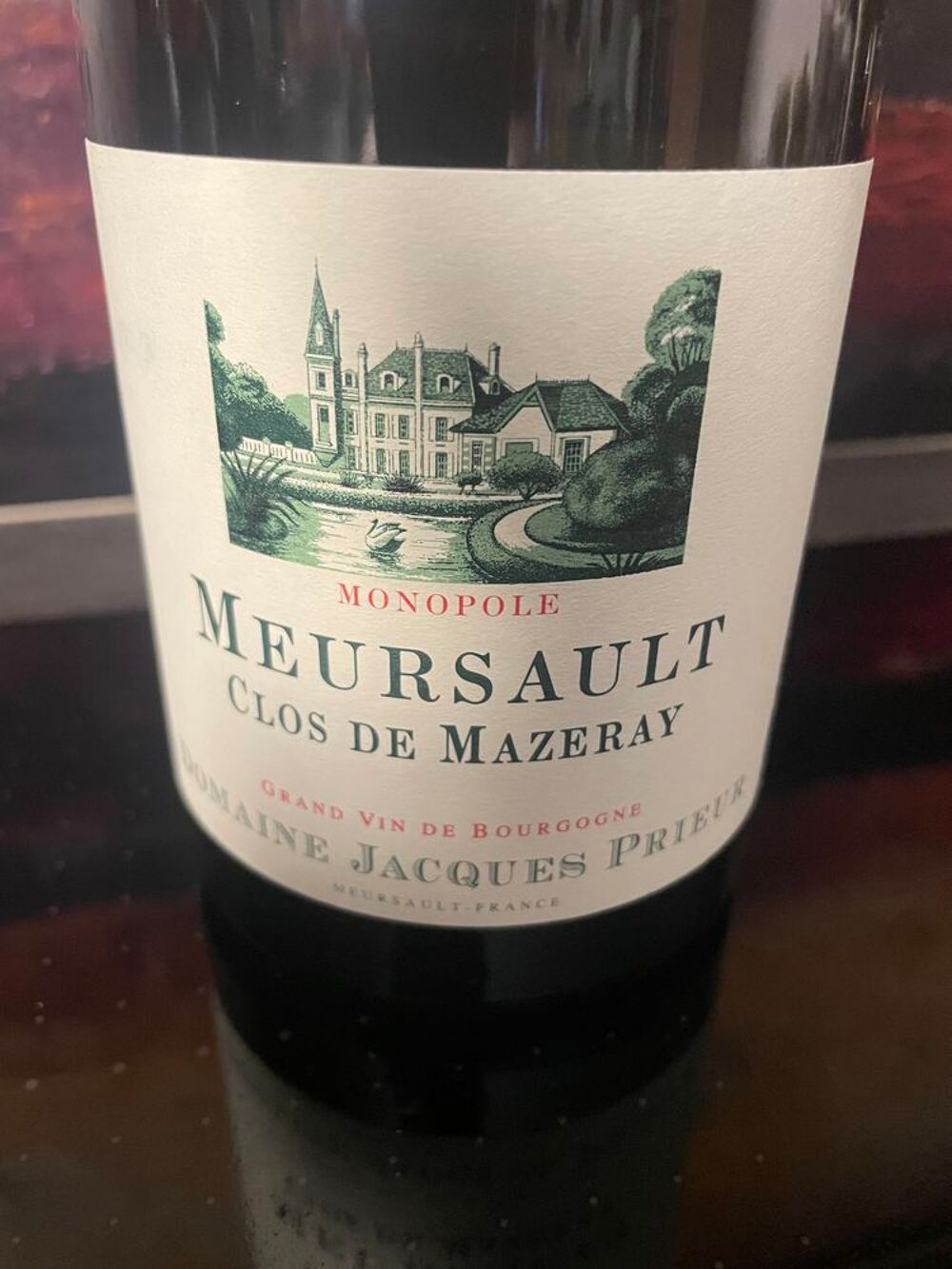 1 Bt MEURSAULT CLOS DE MAZERAY 2018 Monopole - Dom J.PRIEUR Cuisine