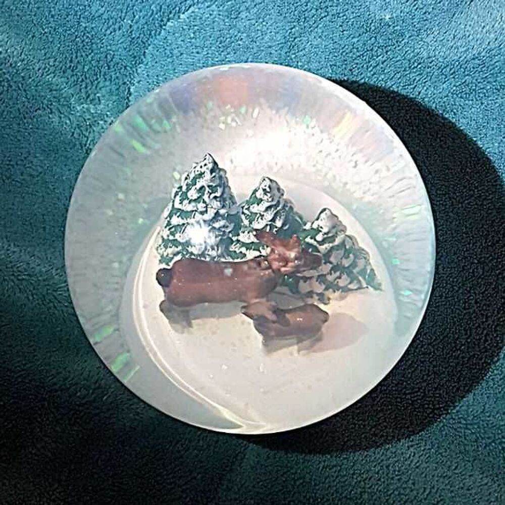Grosse boule &agrave; neige paillette, verre, NEUF D�coration