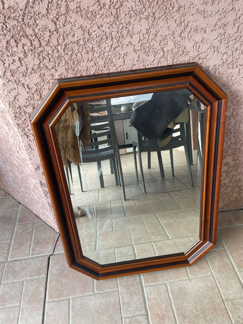 Miroir bois style ancien biseaut&eacute; 
Décoration