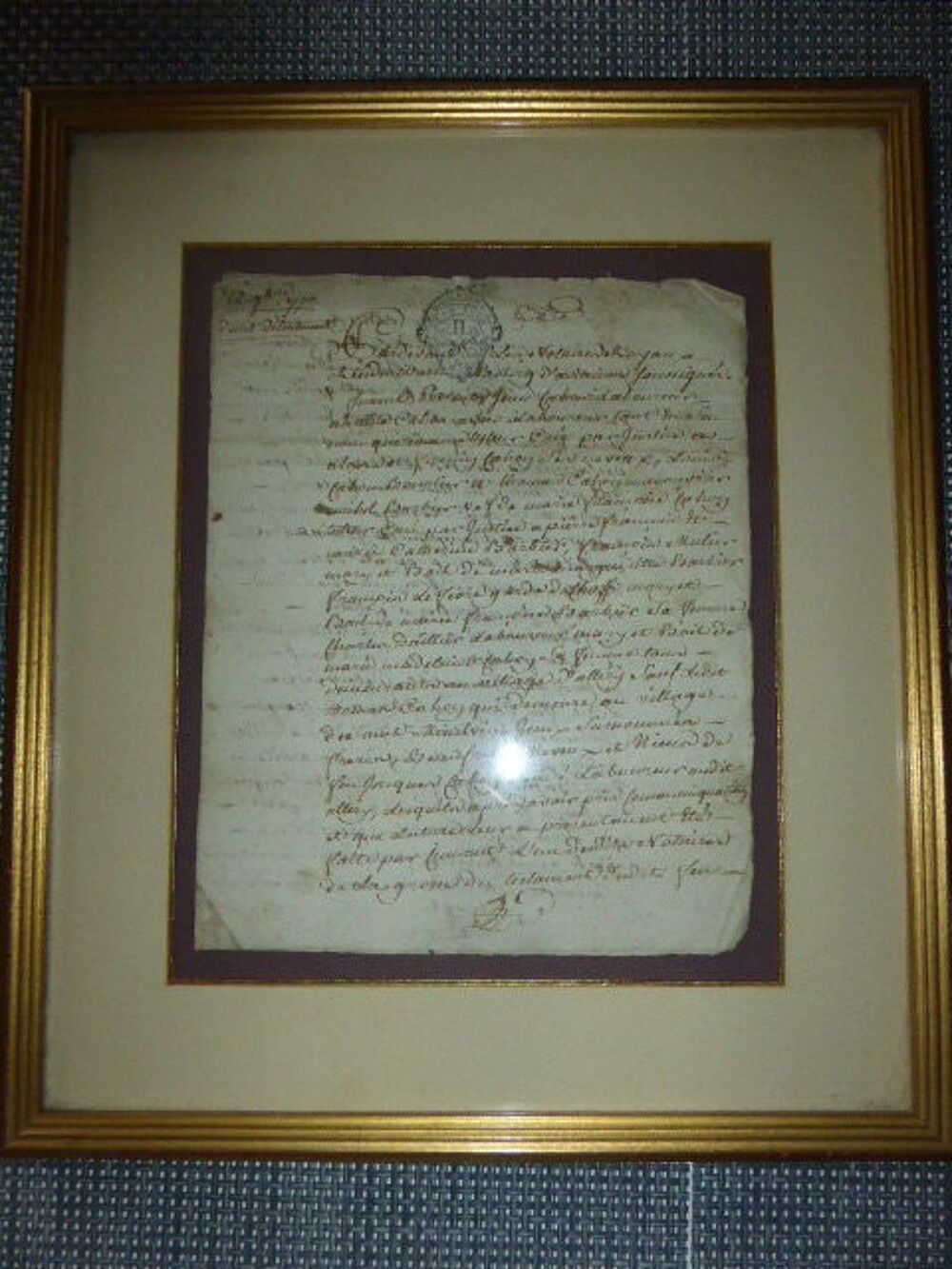 Document acte notari&eacute; 1770 (monarchie Louis XV) Décoration