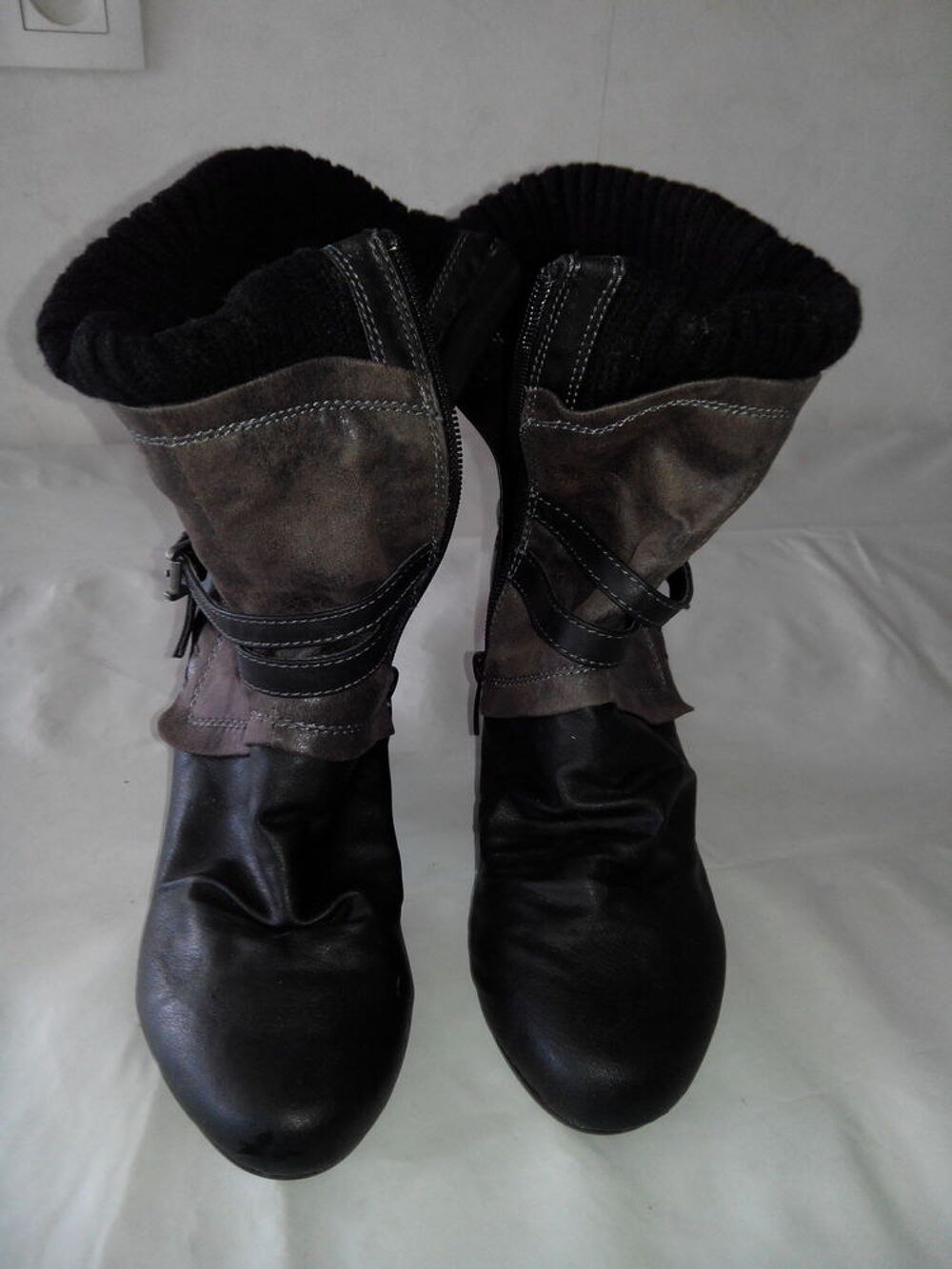 Bottes montantes surpiqu&eacute;es T.38 Chaussures