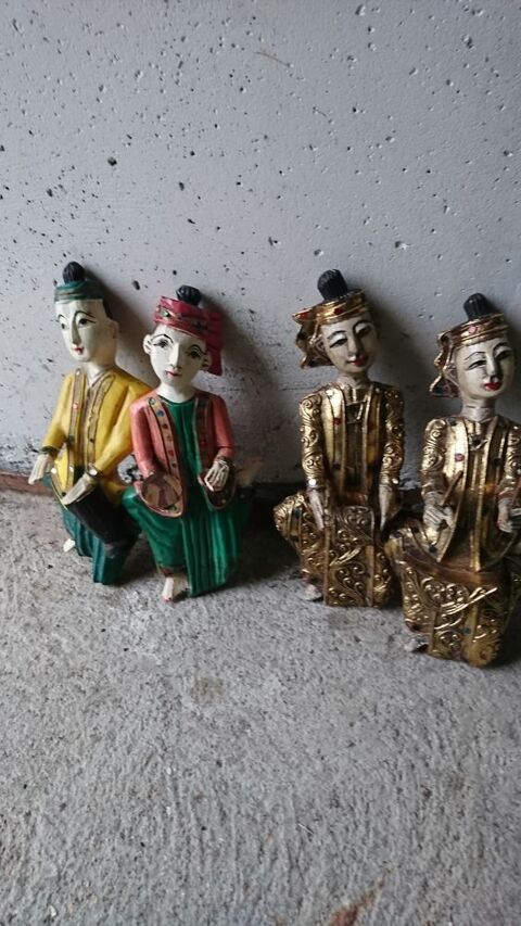 lot de 4 statuettes indonésienne en bois peint 15 Agon-Coutainville (50)