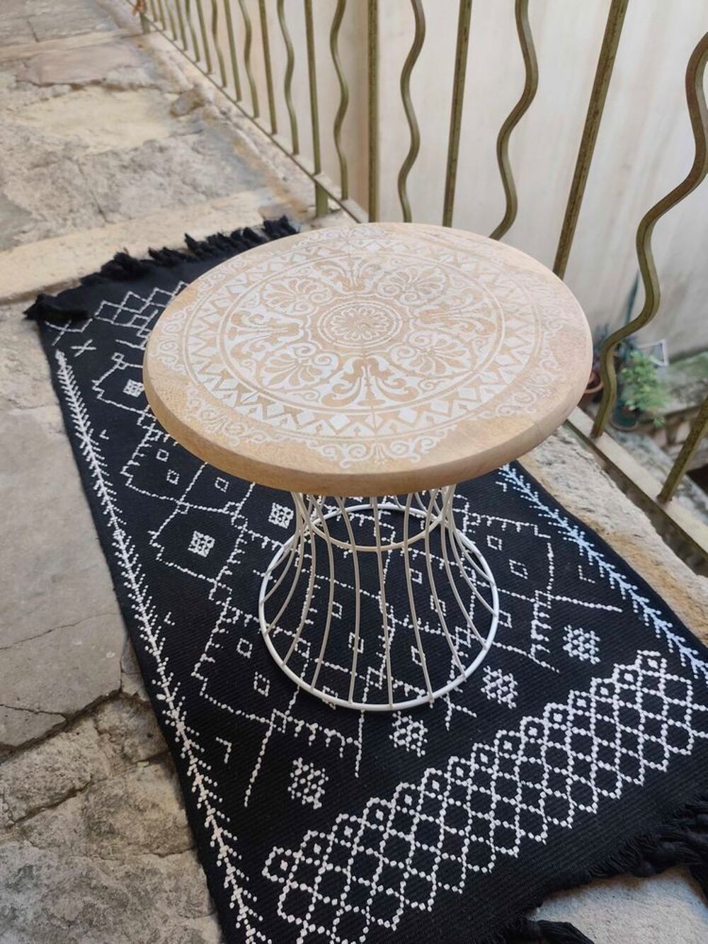Table Basse avec Mandala Blanche Meubles