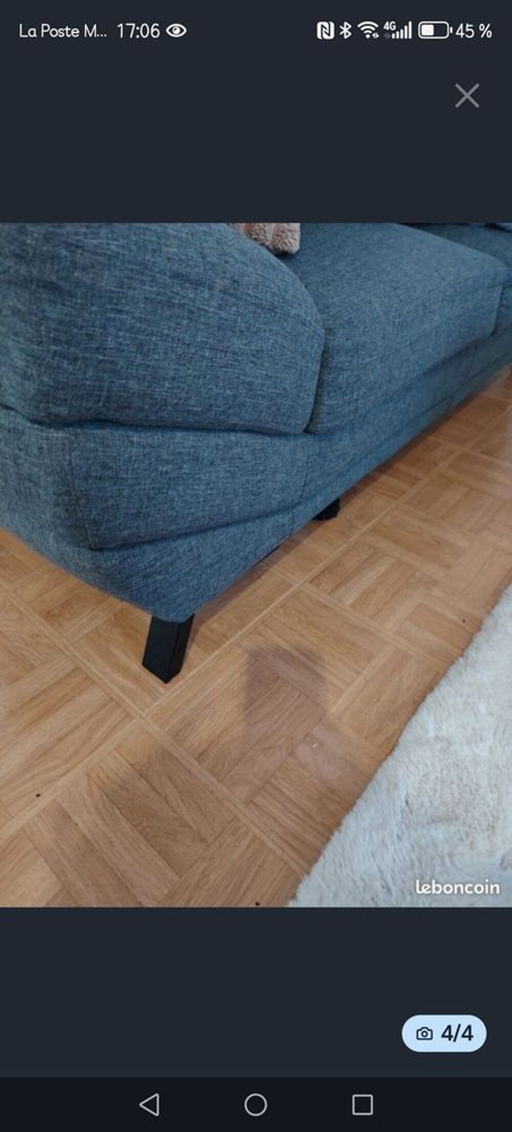 Canap&eacute; tissu gris accoudoirs arrondis Meubles