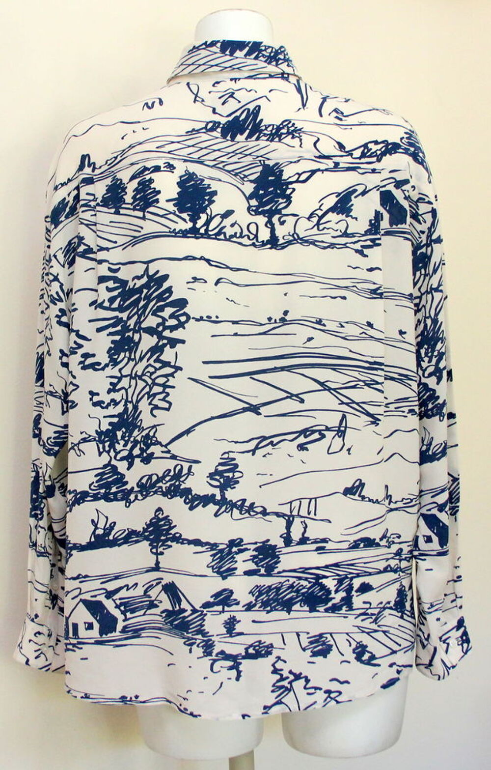 Chemise soie motifs bleus MAX MARA T.XL Vêtements