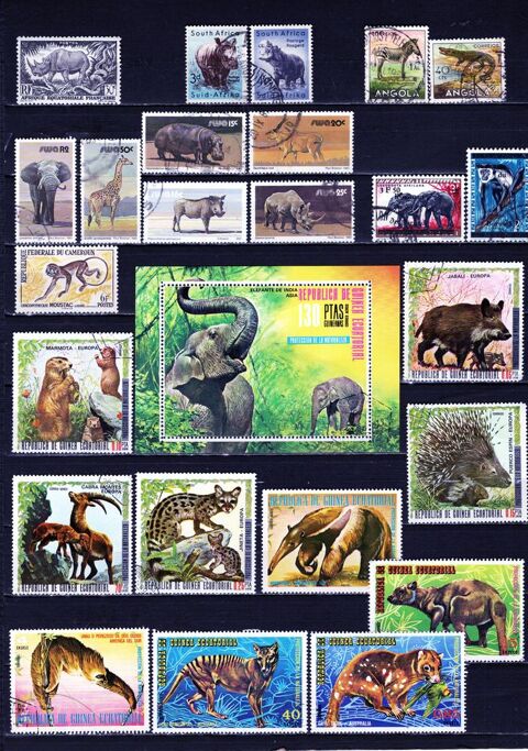 lot de 32 timbres d'AFRIQUE avec des ANIMAUX 2 Les glisottes-et-Chalaures (33)