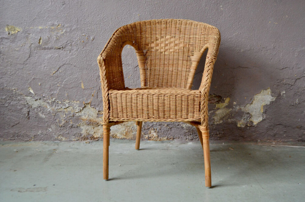 Charmant fauteuil adulte en rotin style vintage boh&egrave;me Meubles