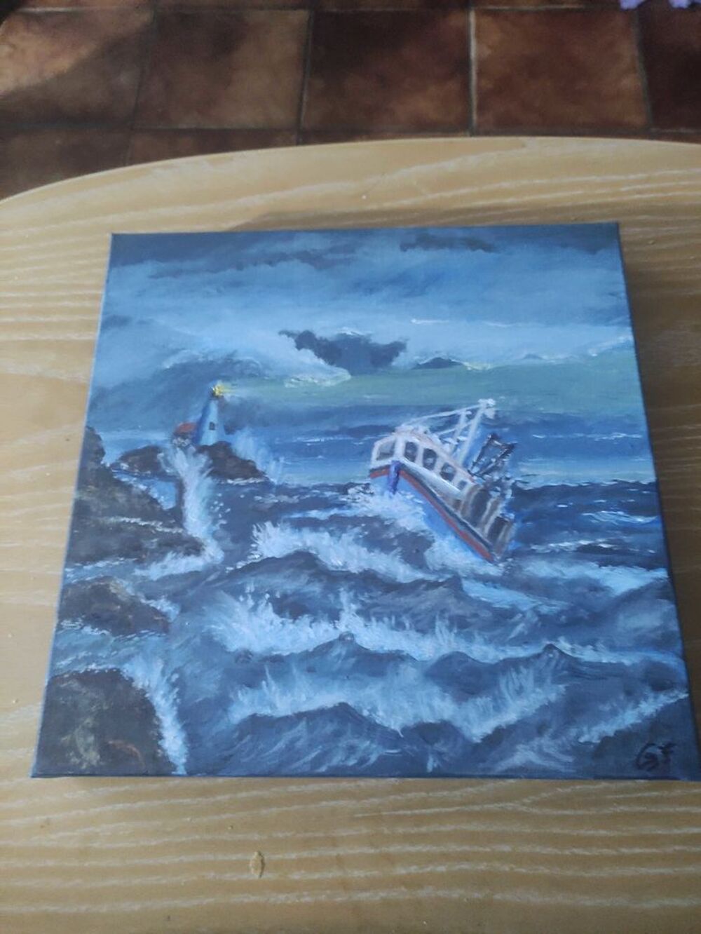 tableau temp&ecirc;te en mer Décoration