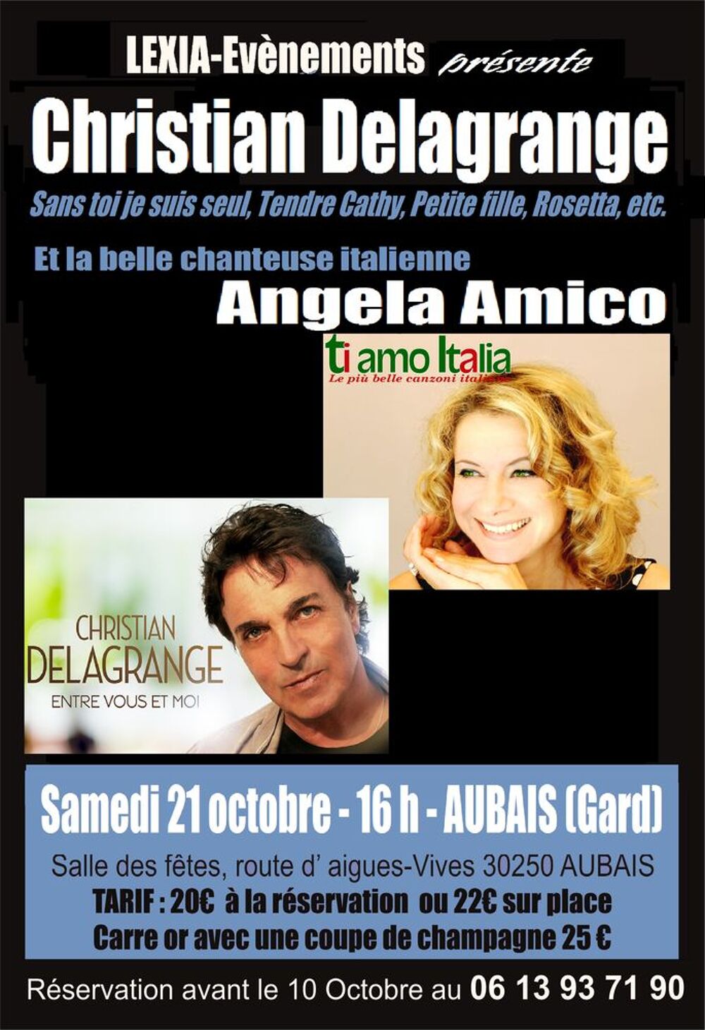 Christian Delagrange et Angela Amico en concert &agrave; Aubais Billetterie