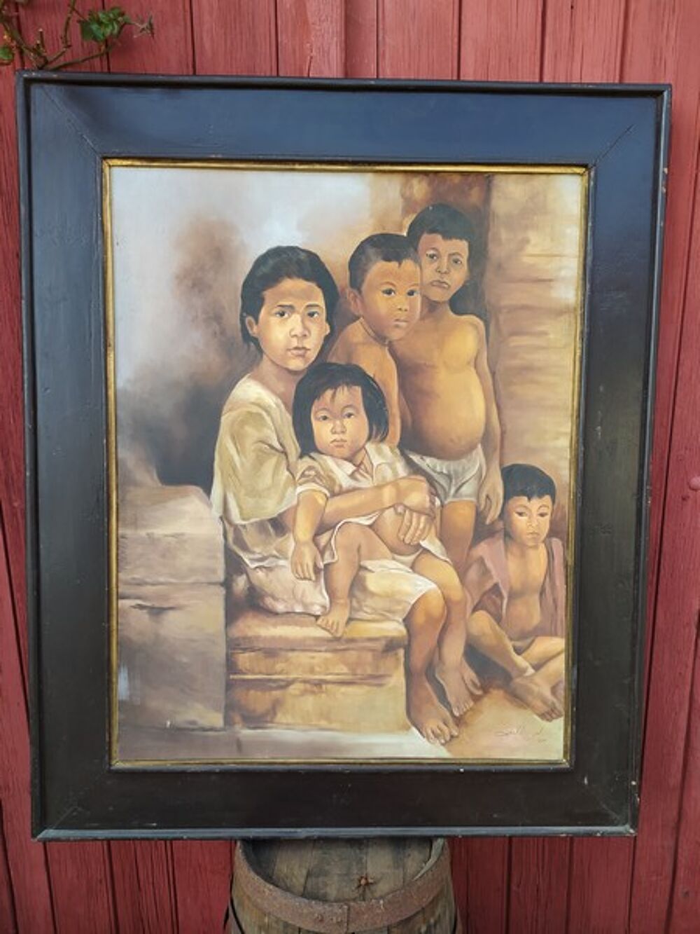 Tableau Portrait Enfants Fratrie Indon&eacute;sie 
