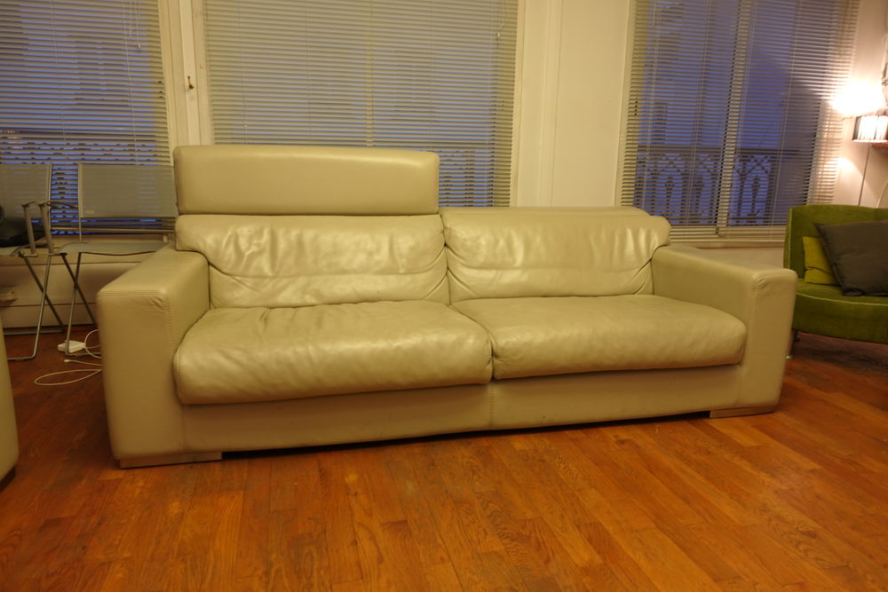 Canape? en cuir gris/beige Duvivier pour 4 personnes Meubles