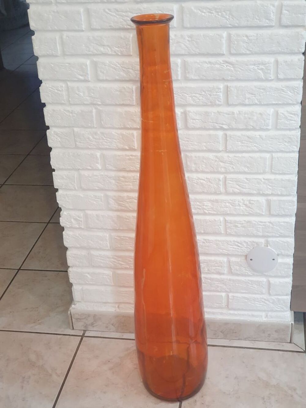 Grand vase verre orange hauteur 100 cm Dcoration