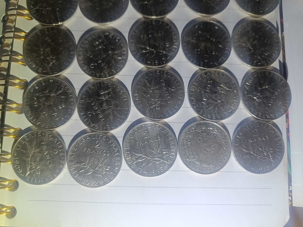 lot pi&egrave;ces francs en argent 