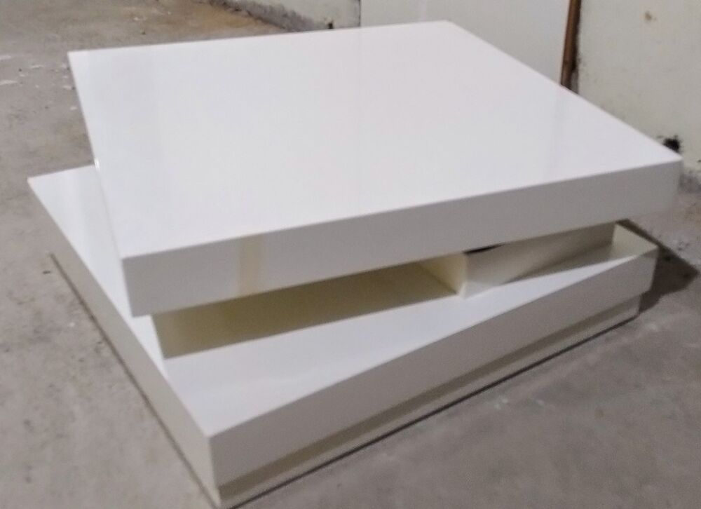 Table basse blanche avec rangements Meubles
