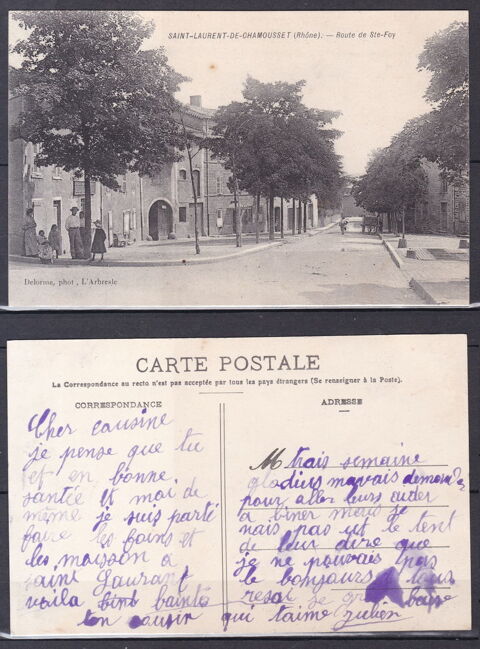 Timbres-CPA-carte postale- Saint-Laurent de Chamousset (69)  7 Lyon 5 (69)