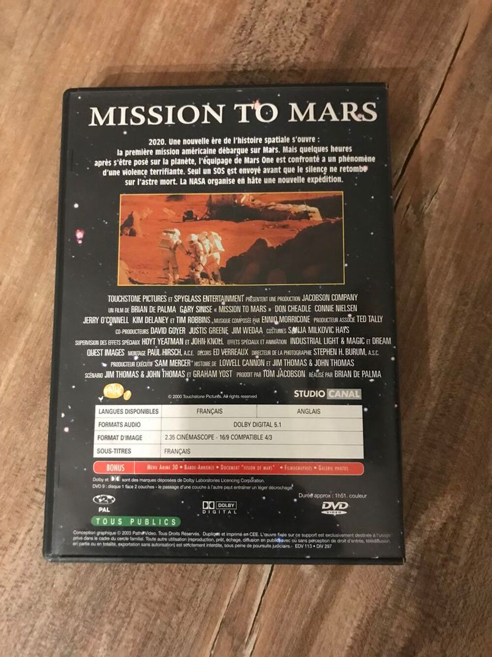 DVD &acute;&acute; Mission to Mars &acute;&acute; DVD et blu-ray