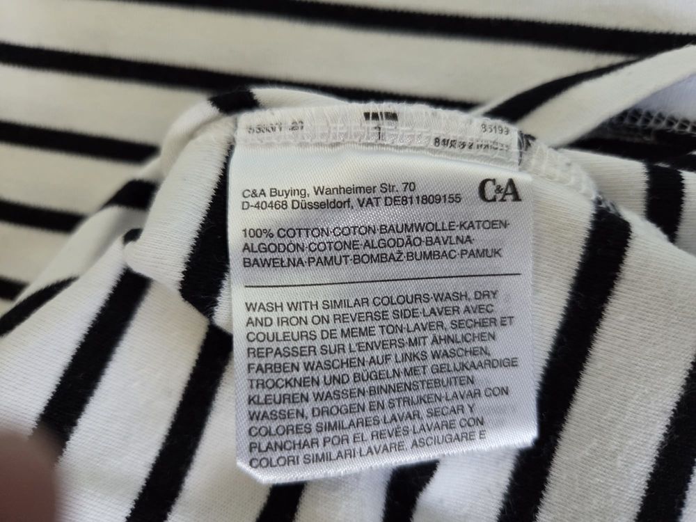Tee?shirt marini&egrave;re C&amp;A 100% coton taille S - neuf Vêtements
