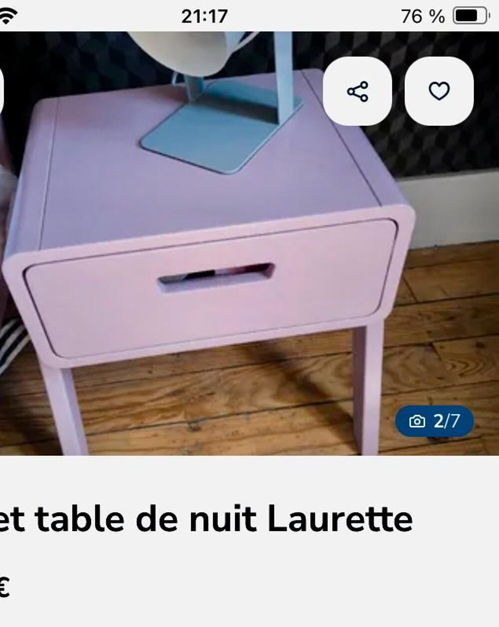 Lit simple rose avec matelas et table de nuit Mobilier enfants