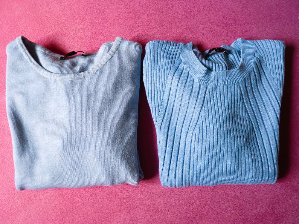 Lot 2 Pulls Femme Jennyfer 36 S bleu ciel TBE manches longue Vêtements