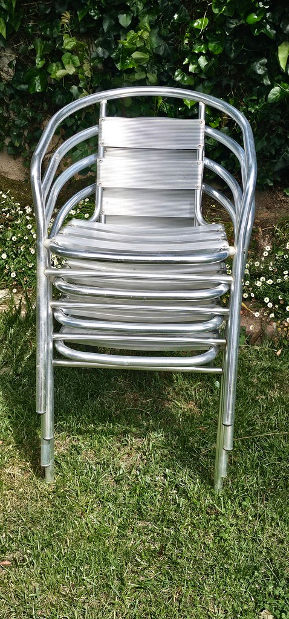 Chaises empilables m&eacute;tal argent&eacute; Jardin