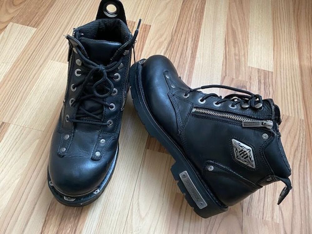 Bottes de moto Harley-Davidson pour Homme en cuir noir Chaussures