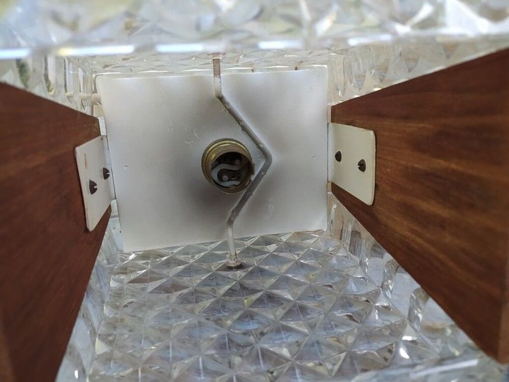 Lampe Suspension Bois et Verre Design Vintage Scandinave Décoration
