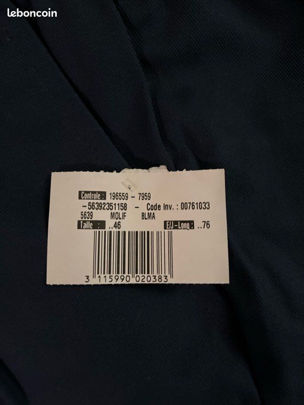 Pantalon et veste professionnels Molinel neufs taille XL Vêtements