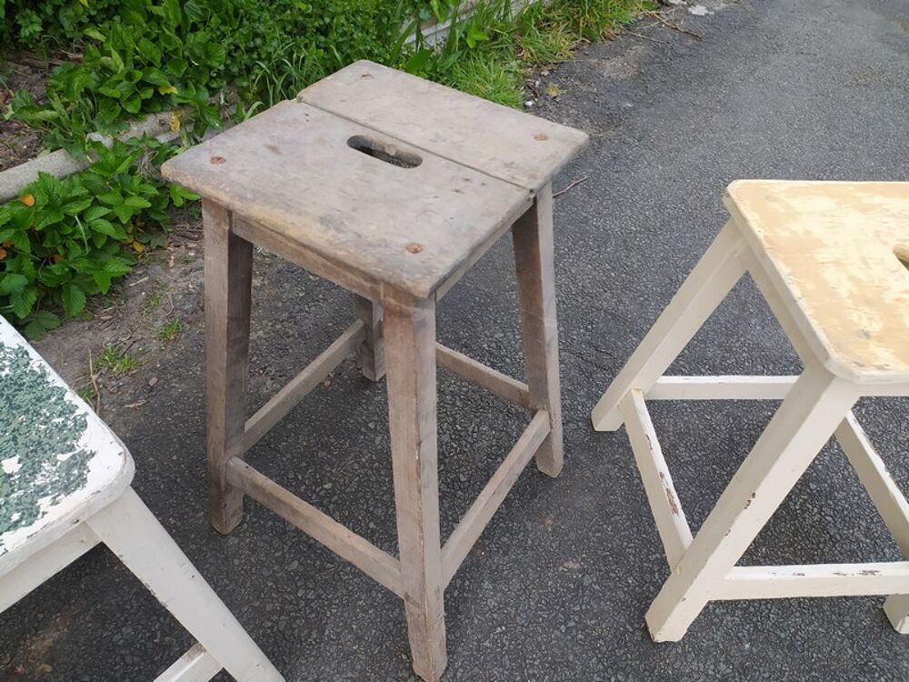 Anciens Tabourets Bois Style Ferme Vintage Meubles