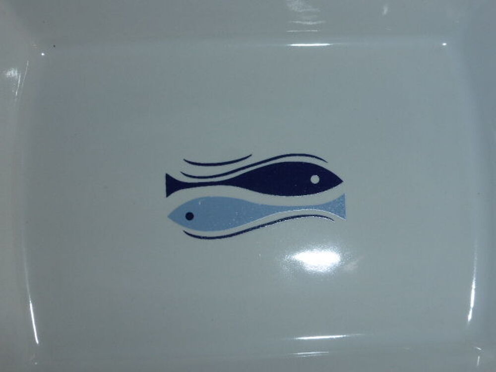 Lot de 3 coupelles blanches motif poisson bleu Cuisine