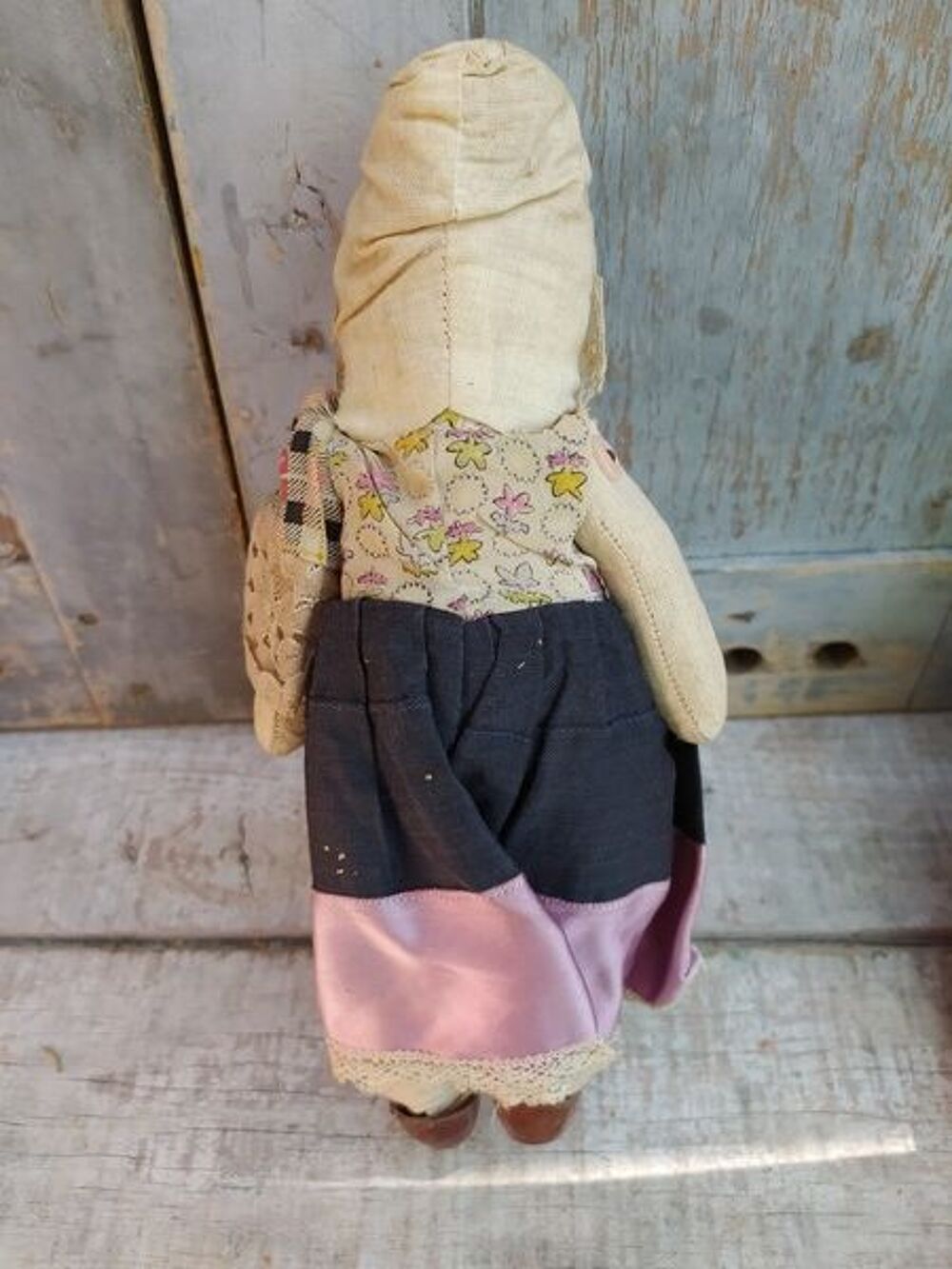 Ancienne Poup&eacute;e Chiffon T&ecirc;te Carton Bouilli 
