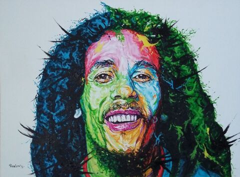 Tableau : peinture : portrait de BOB MARLEY 300 Verneuil-sur-Vienne (87)