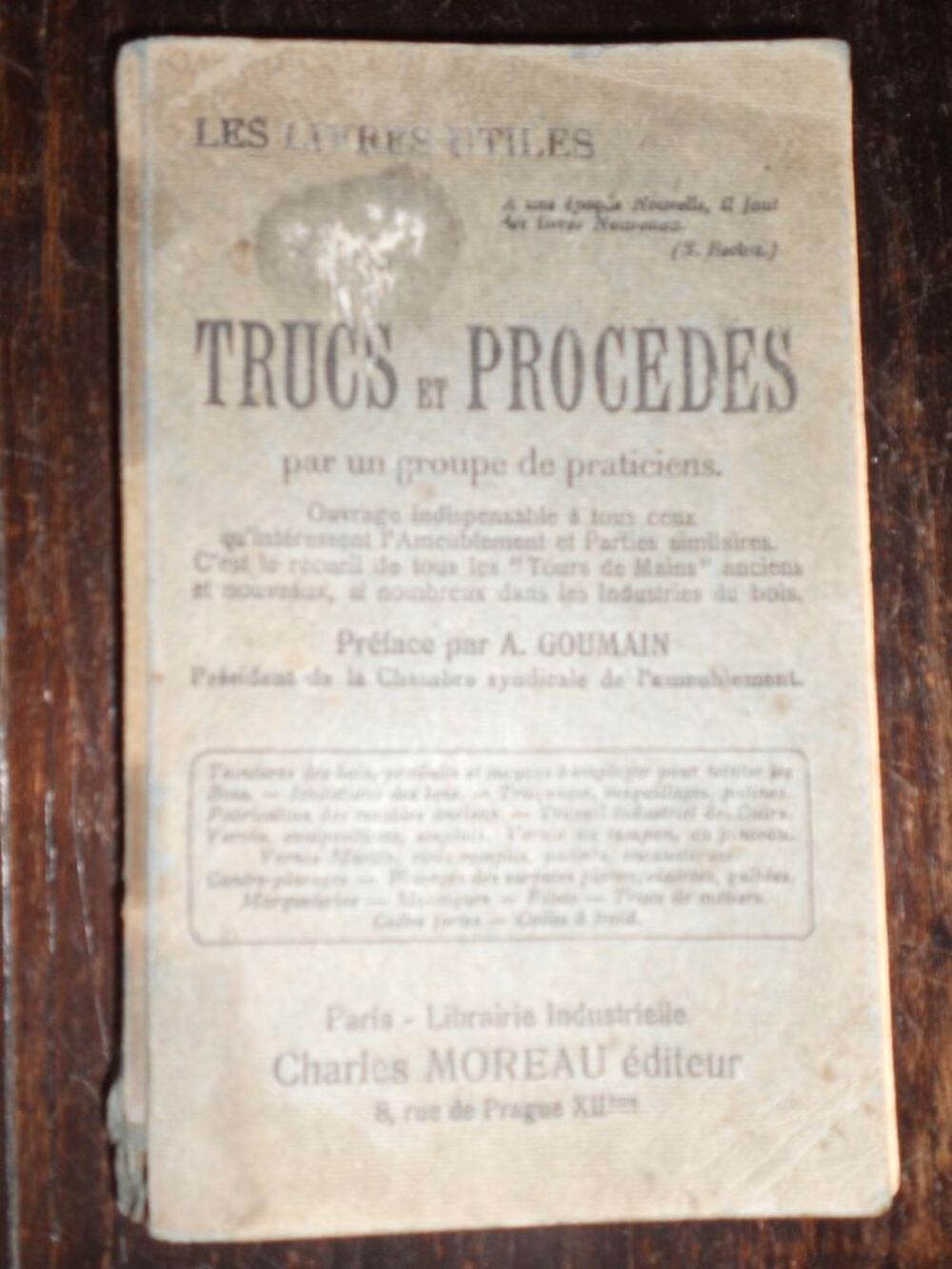LES LIVRES UTILES: TRUCS et PROC&Eacute;D&Eacute;S.1920. MENUISERIE Livres et BD