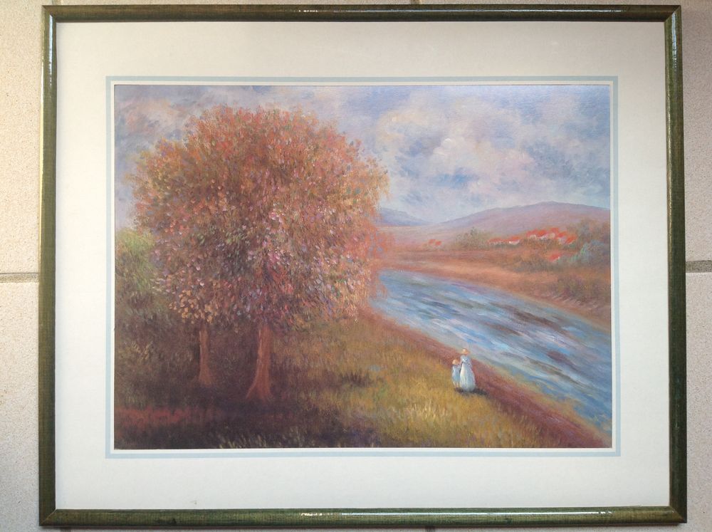 CADRE BOIS VERT LAQU&Eacute; 53X42,5 REPRO PEINTURE Décoration