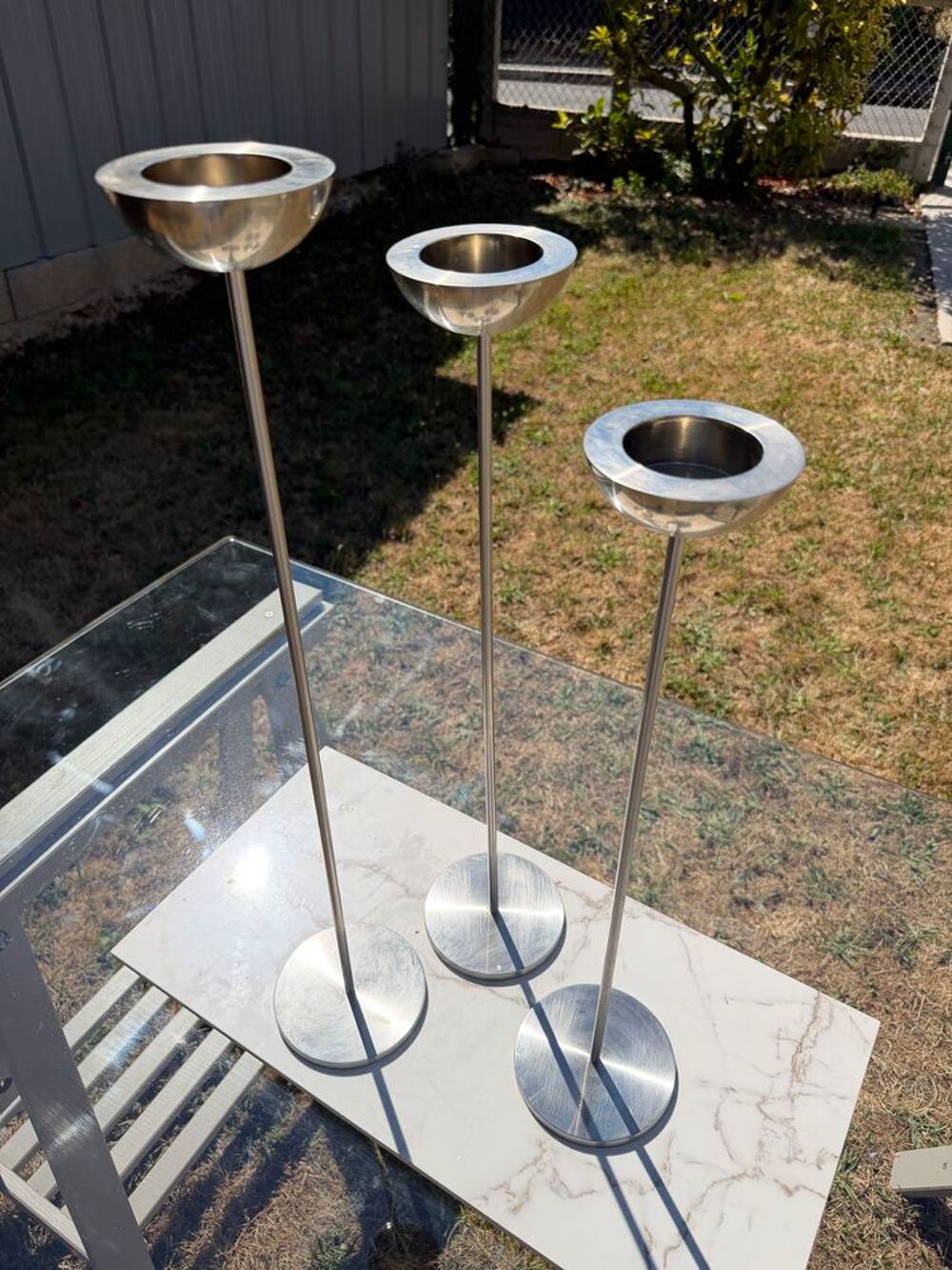Trois grands bougeoirs de chez " Habitat " Décoration